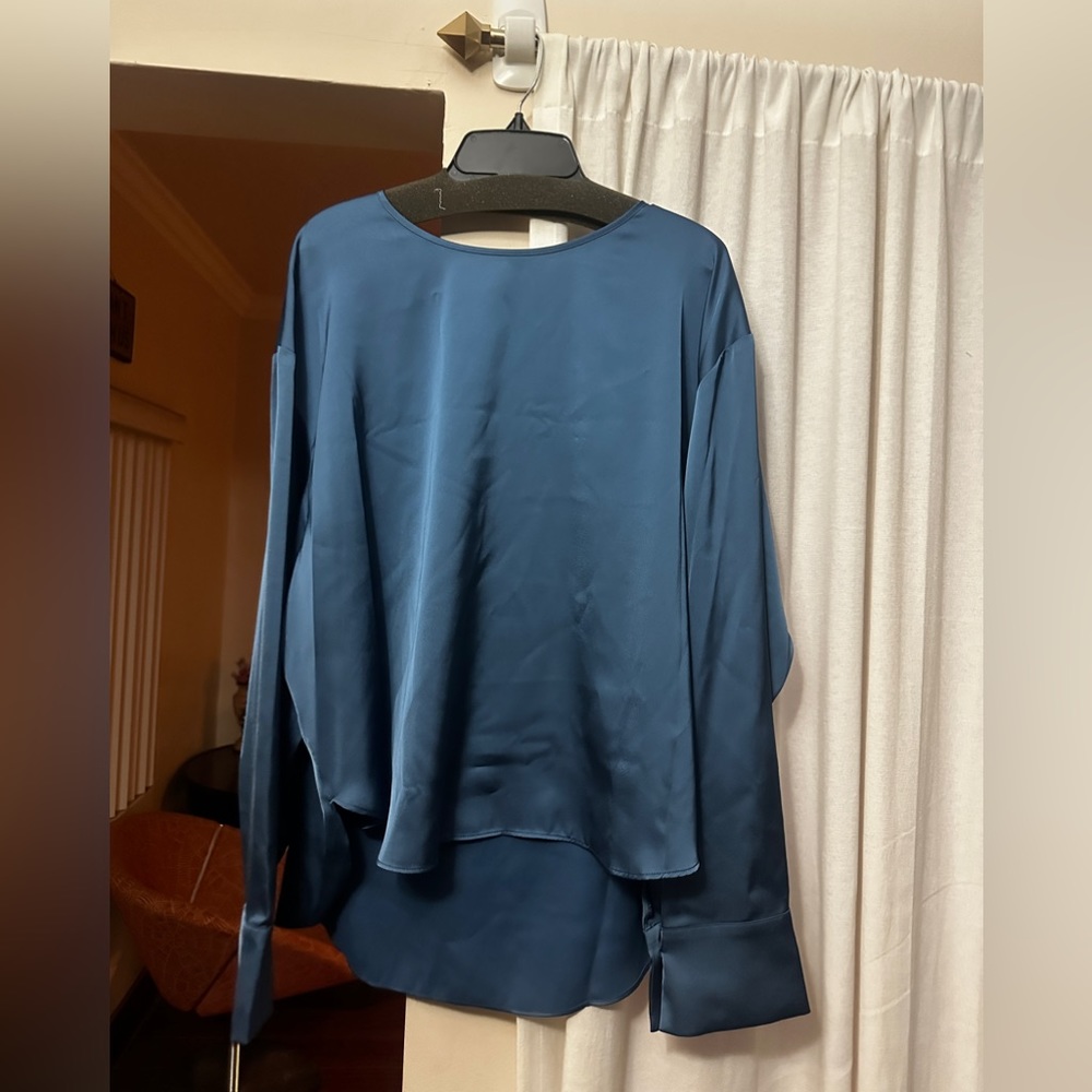Aqua blue silky blouse
